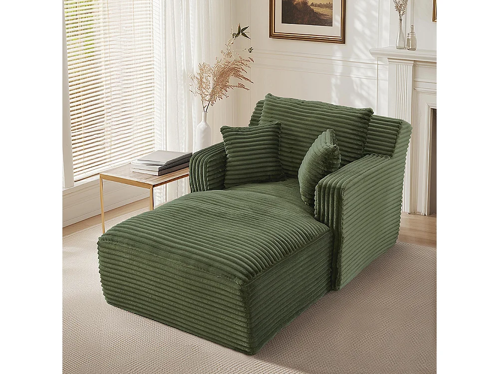 Canapé lit chaise longue moderne velours côtelé confortable fauteuil sans montage salon bureau appartement vert