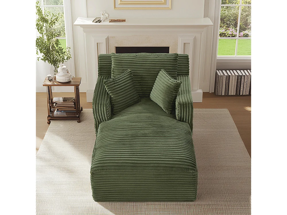 Canapé lit chaise longue moderne velours côtelé confortable fauteuil sans montage salon bureau appartement vert