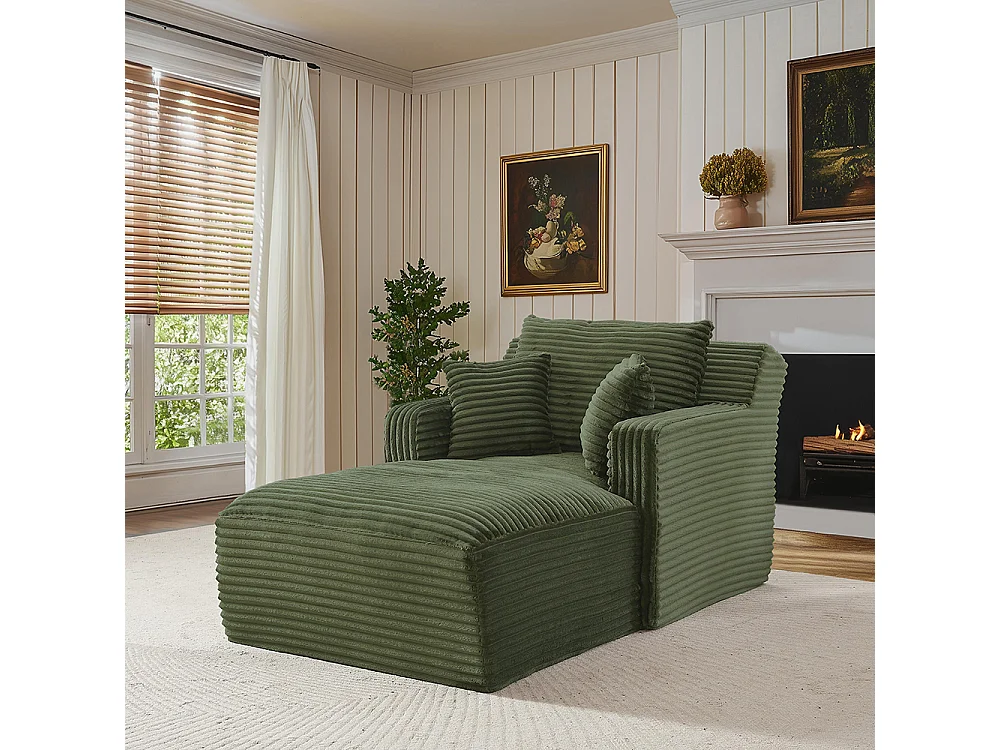 Canapé lit chaise longue moderne velours côtelé confortable fauteuil sans montage salon bureau appartement vert