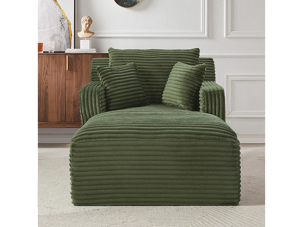 Canapé lit chaise longue moderne velours côtelé confortable fauteuil sans montage salon bureau appartement vert