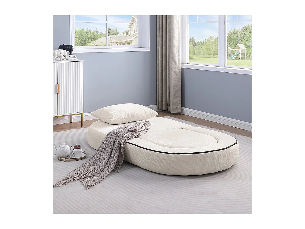 Canapé futon convertible petit deux places moderne avec dossier réglable pour petits espaces salon appartement bureau beige