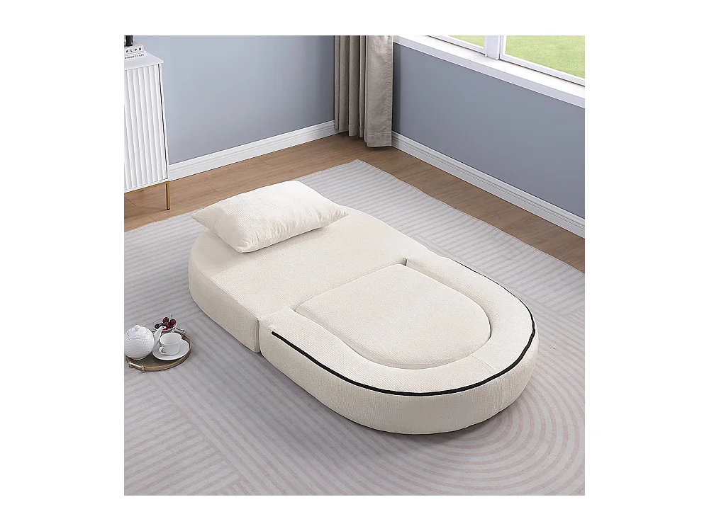 Canapé futon convertible petit deux places moderne avec dossier réglable pour petits espaces salon appartement bureau beige