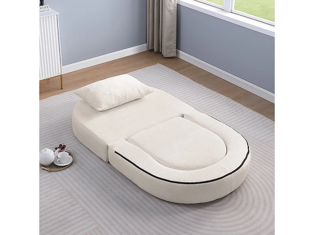 Canapé futon convertible petit deux places moderne avec dossier réglable pour petits espaces salon appartement bureau beige