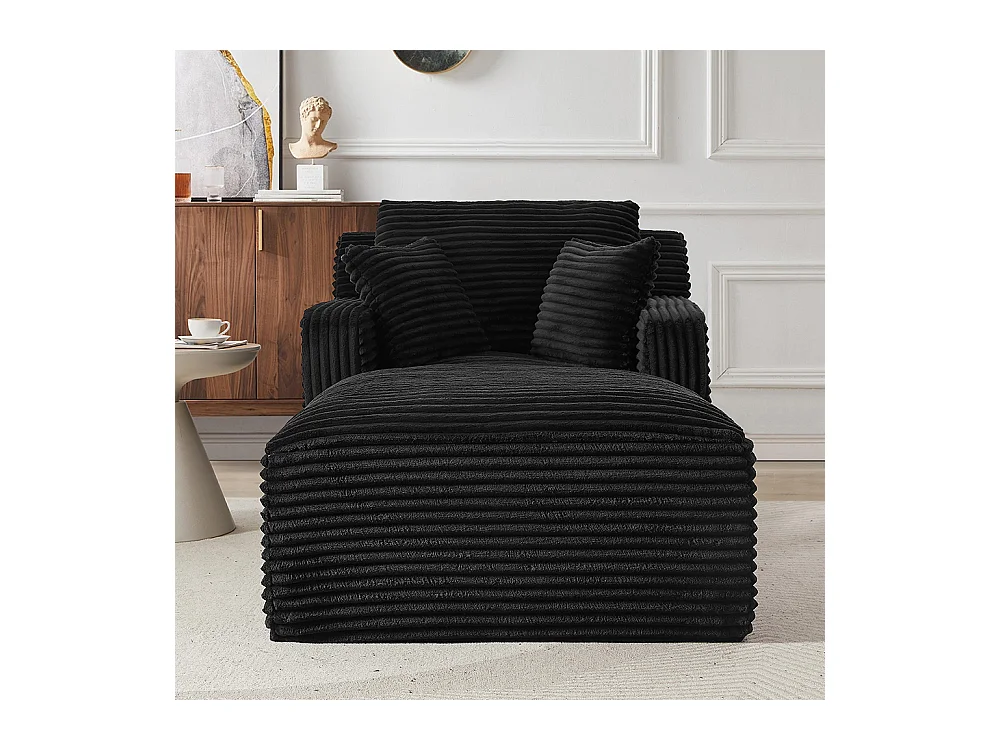 Canapé lit chaise longue moderne velours côtelé confortable fauteuil sans montage salon bureau appartement noir