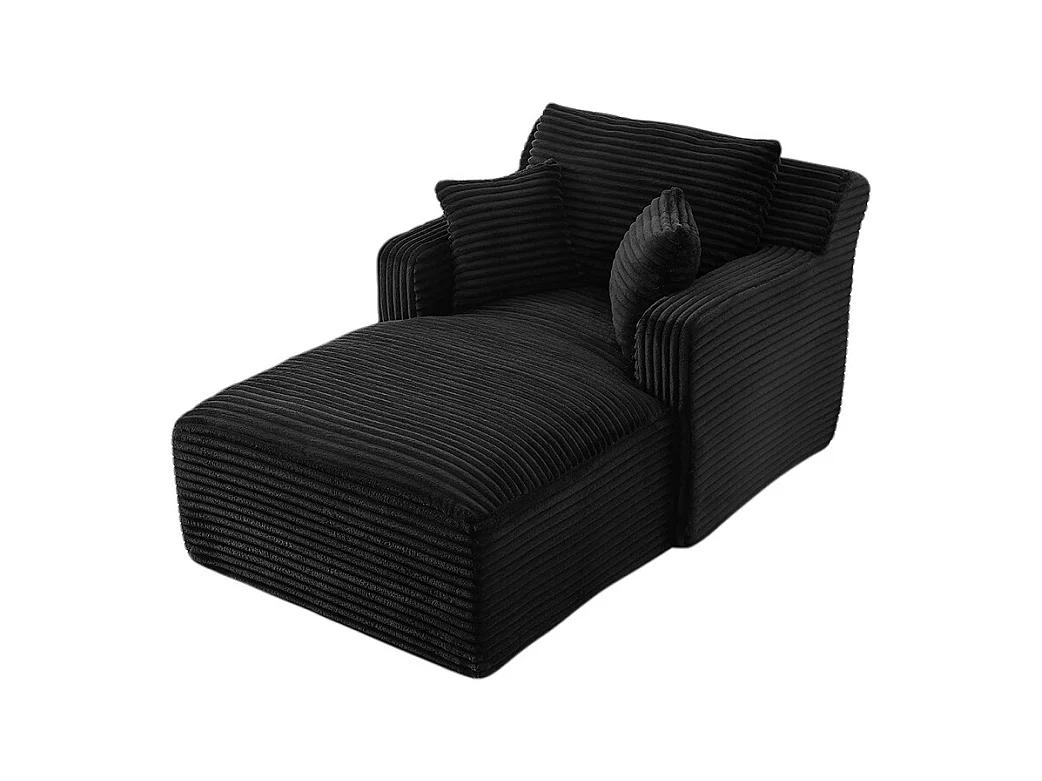 Canapé lit chaise longue moderne velours côtelé confortable fauteuil sans montage salon bureau appartement noir