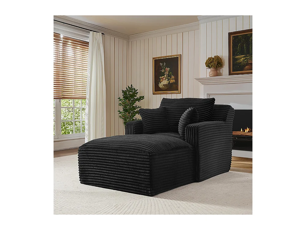 Canapé lit chaise longue moderne velours côtelé confortable fauteuil sans montage salon bureau appartement noir