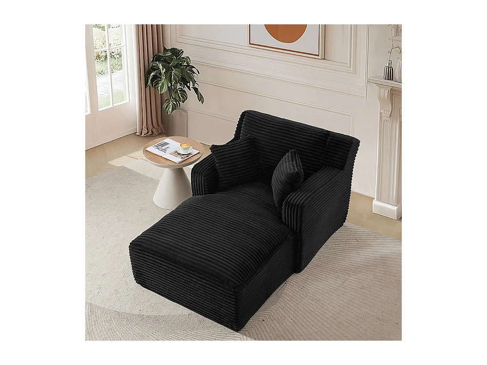 Canapé lit chaise longue moderne velours côtelé confortable fauteuil sans montage salon bureau appartement noir