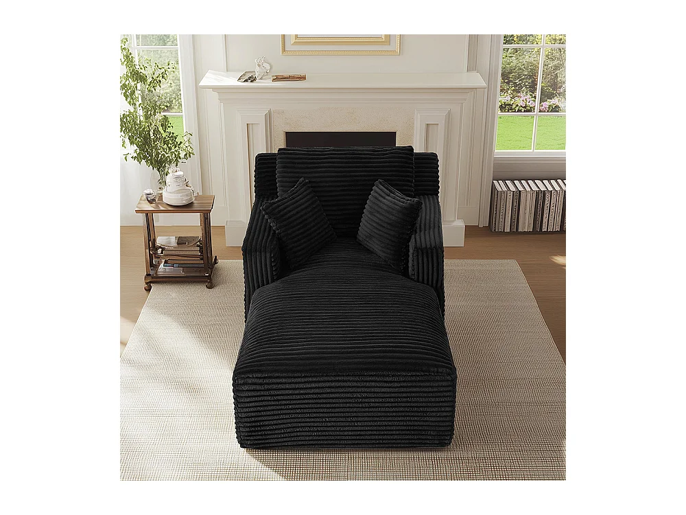 Canapé lit chaise longue moderne velours côtelé confortable fauteuil sans montage salon bureau appartement noir