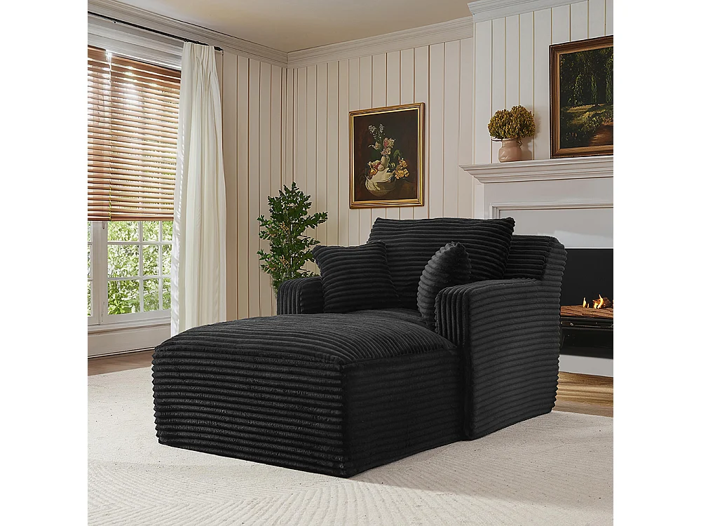 Canapé lit chaise longue moderne velours côtelé confortable fauteuil sans montage salon bureau appartement noir