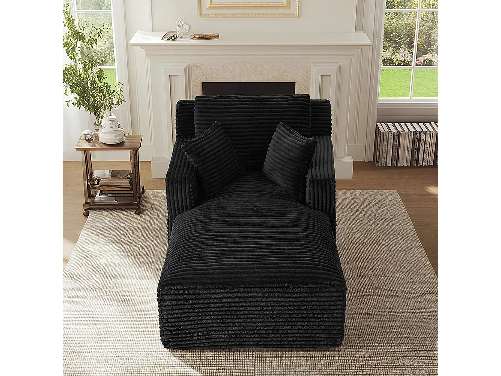 Canapé lit chaise longue moderne velours côtelé confortable fauteuil sans montage salon bureau appartement noir