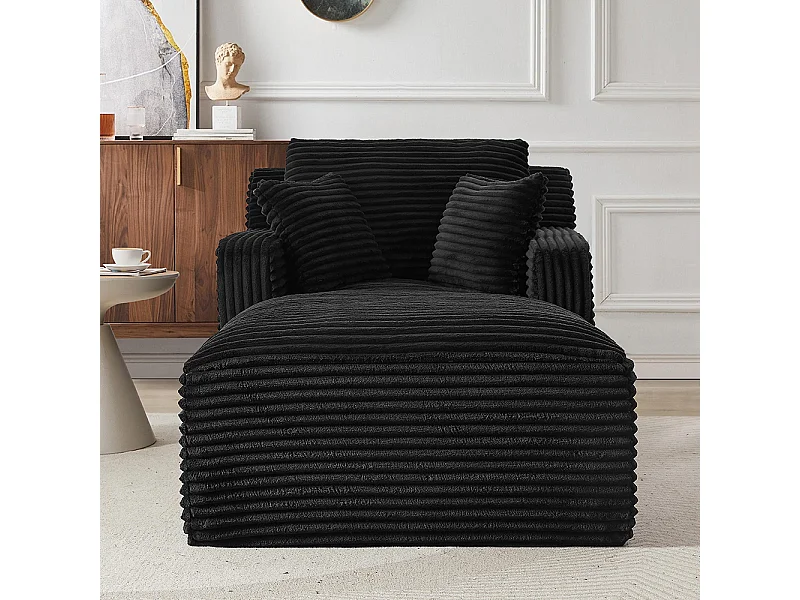 Canapé lit chaise longue moderne velours côtelé confortable fauteuil sans montage salon bureau appartement noir