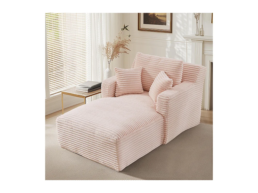 Canapé lit chaise longue moderne velours côtelé confortable fauteuil sans montage salon bureau appartement rose