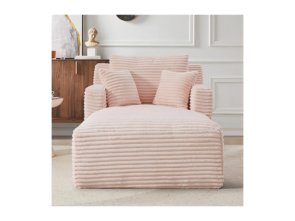 Canapé lit chaise longue moderne velours côtelé confortable fauteuil sans montage salon bureau appartement rose