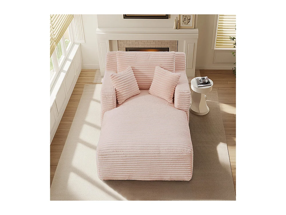 Canapé lit chaise longue moderne velours côtelé confortable fauteuil sans montage salon bureau appartement rose