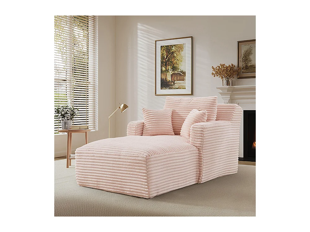 Canapé lit chaise longue moderne velours côtelé confortable fauteuil sans montage salon bureau appartement rose