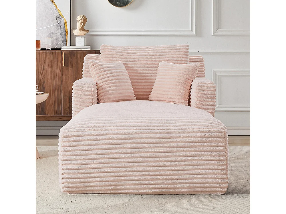 Canapé lit chaise longue moderne velours côtelé confortable fauteuil sans montage salon bureau appartement rose