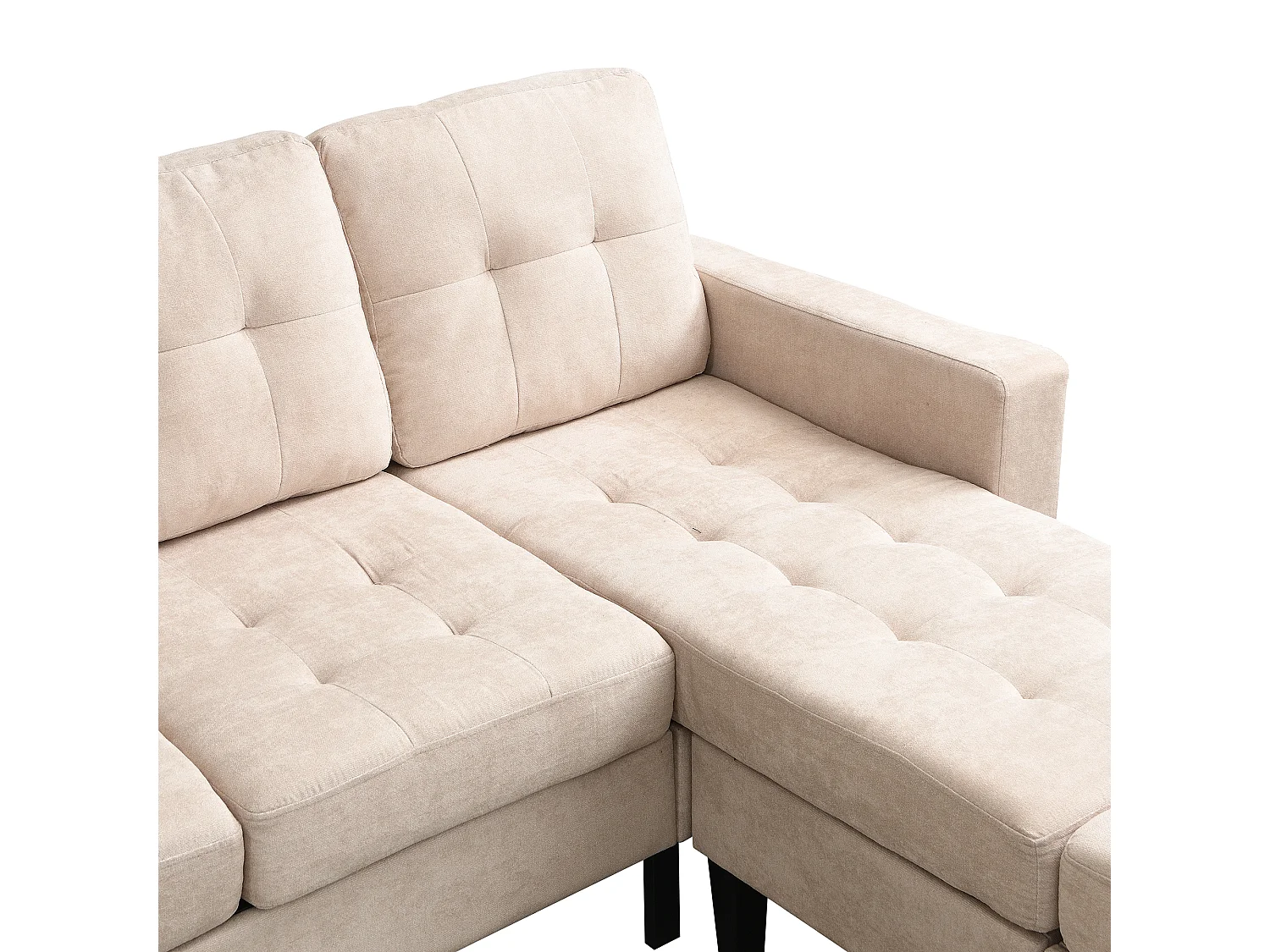 L-Form Sofa-Kombination 185x135x85cm - mit abnehmbarer Fußstütze und LED-Beleuchtung - mit USB - freie Kombination - ​​Beige​