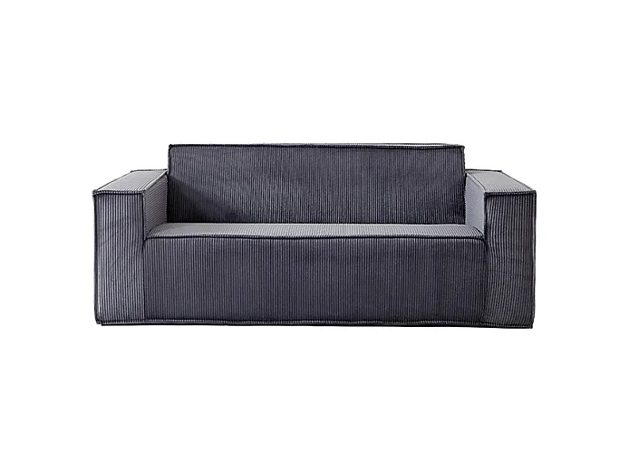 Canapé moderne 2 places velours côtelé confortable assise profonde pour salon appartement bureau maison sans pieds facile à transporter gris