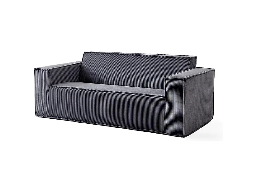 Canapé moderne 2 places velours côtelé confortable assise profonde pour salon appartement bureau maison sans pieds facile à transporter gris