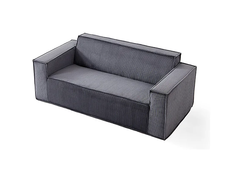 Canapé moderne 2 places velours côtelé confortable assise profonde pour salon appartement bureau maison sans pieds facile à transporter gris