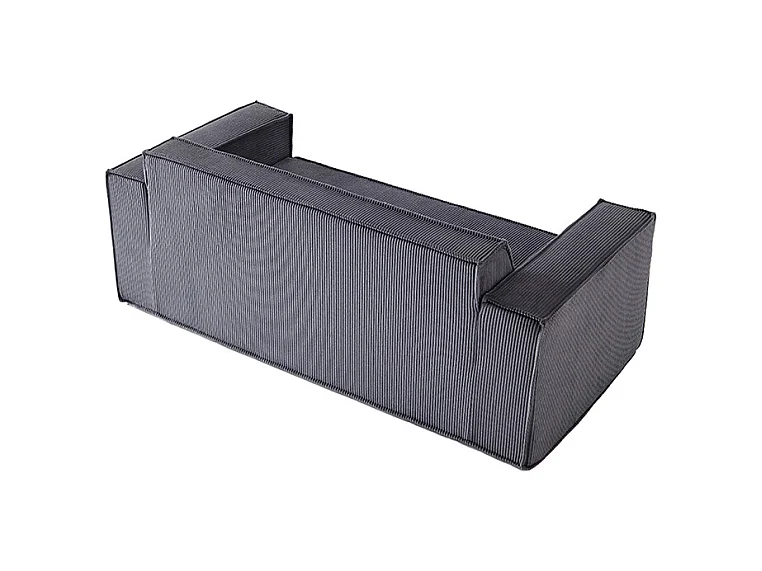 Canapé moderne 2 places velours côtelé confortable assise profonde pour salon appartement bureau maison sans pieds facile à transporter gris