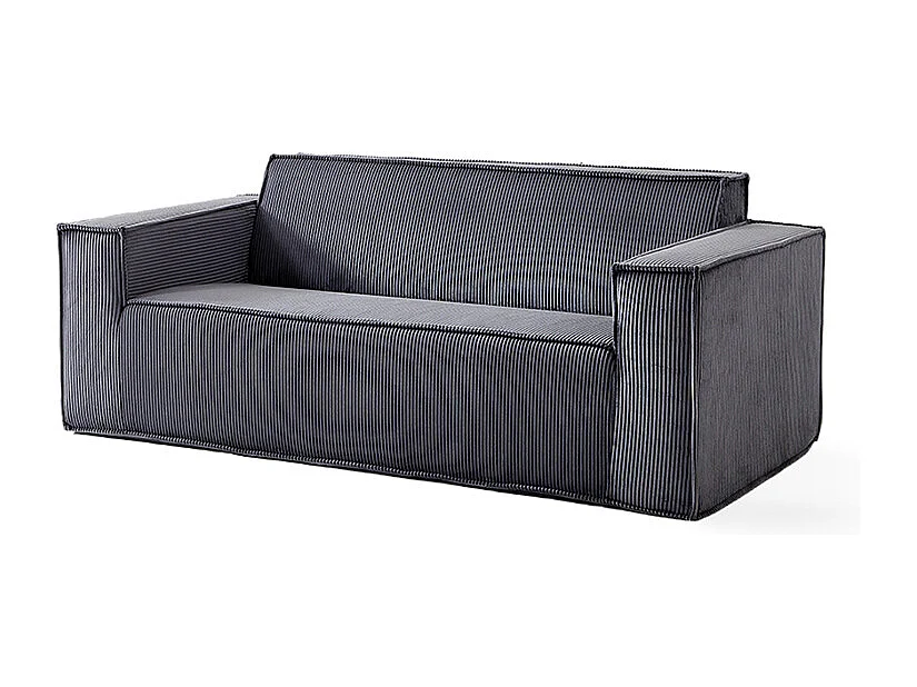 Canapé moderne 2 places velours côtelé confortable assise profonde pour salon appartement bureau maison sans pieds facile à transporter gris