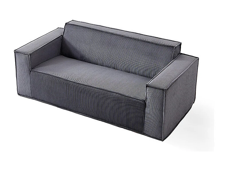 Canapé moderne 2 places velours côtelé confortable assise profonde pour salon appartement bureau maison sans pieds facile à transporter gris