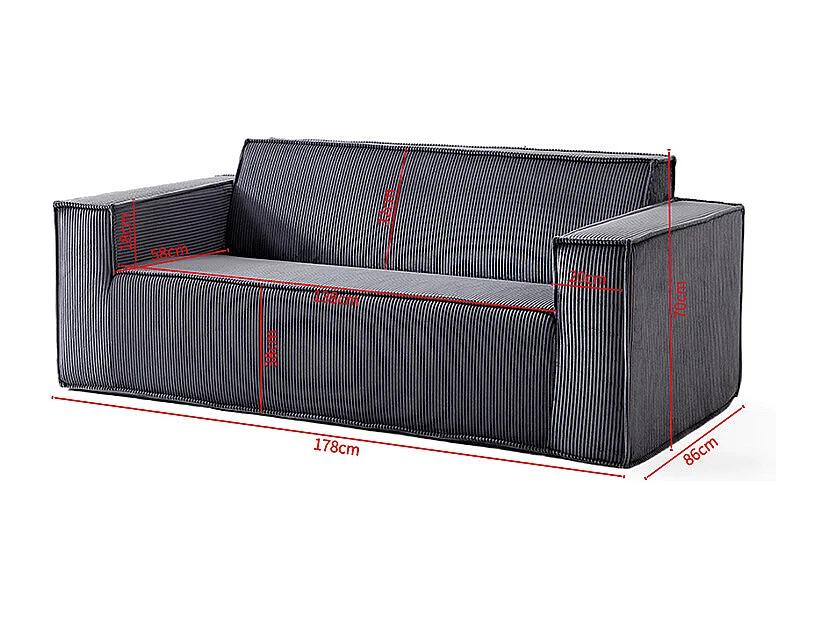 Canapé moderne 2 places velours côtelé confortable assise profonde pour salon appartement bureau maison sans pieds facile à transporter gris