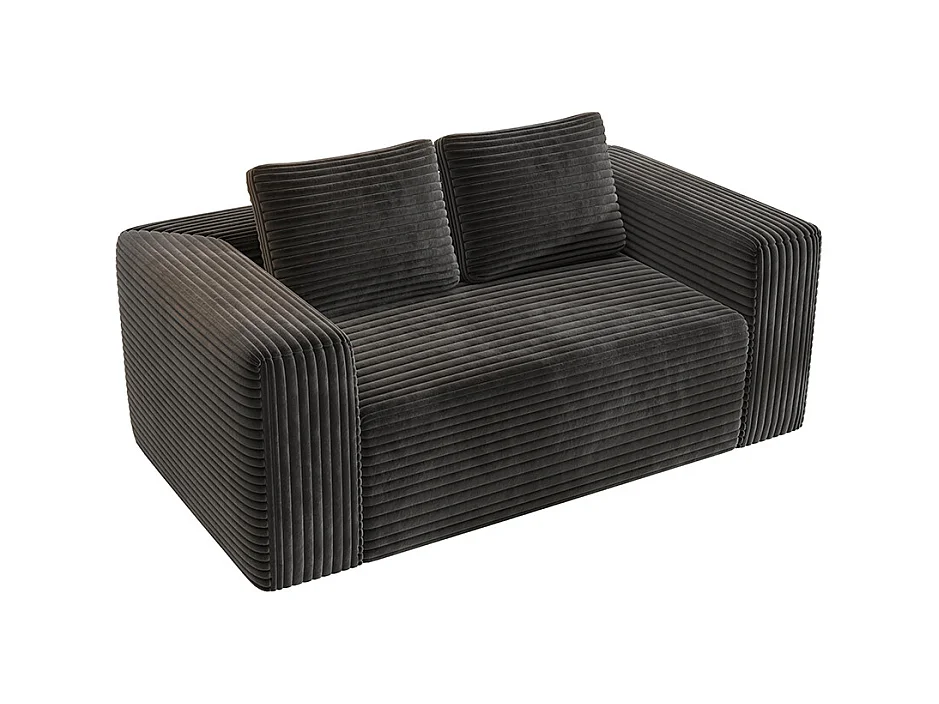 Canapé 2 places moderne velours côtelé sans dossier sans assemblage mousse pour petit appartement chambre bureau noir