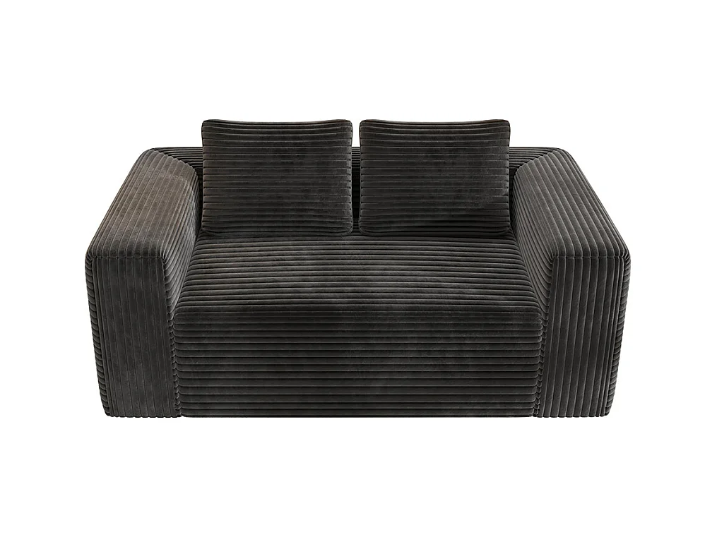 Canapé 2 places moderne velours côtelé sans dossier sans assemblage mousse pour petit appartement chambre bureau noir