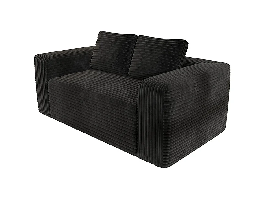 Canapé 2 places moderne velours côtelé sans dossier sans assemblage mousse pour petit appartement chambre bureau noir