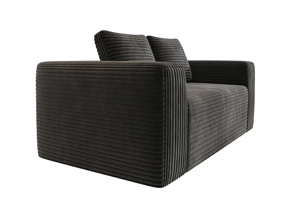 Canapé 2 places moderne velours côtelé sans dossier sans assemblage mousse pour petit appartement chambre bureau noir