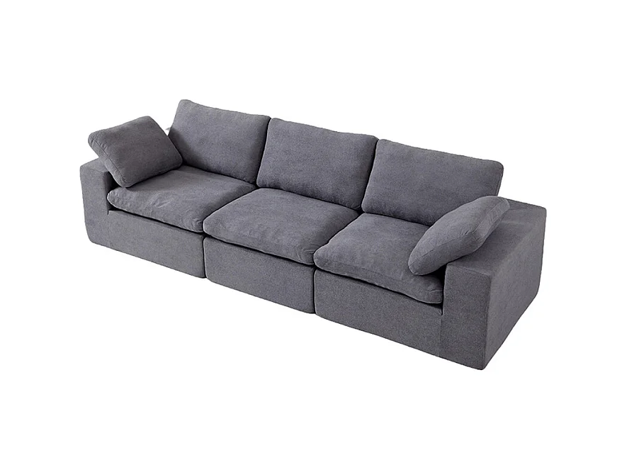 Canapé modulaire mousse certifiée rembourré assise profonde pour chambre à coucher salon sans assemblage tissu gris