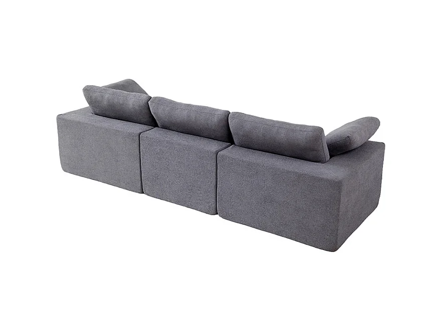 Canapé modulaire mousse certifiée rembourré assise profonde pour chambre à coucher salon sans assemblage tissu gris