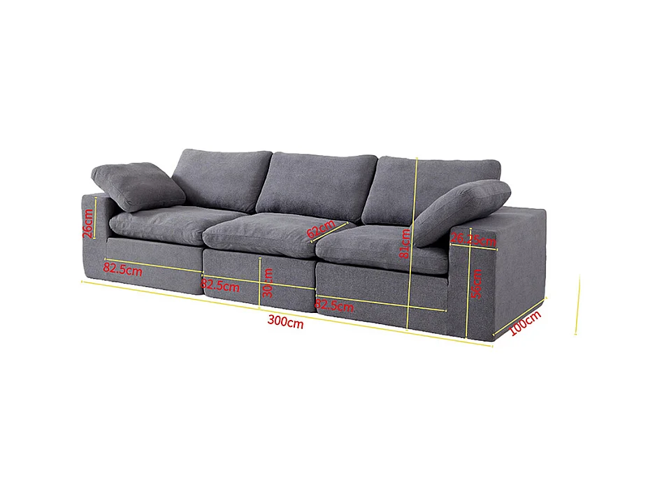 Canapé modulaire mousse certifiée rembourré assise profonde pour chambre à coucher salon sans assemblage tissu gris