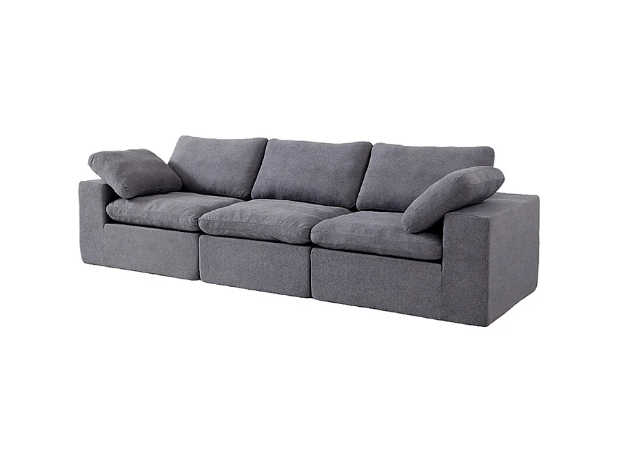 Canapé modulaire mousse certifiée rembourré assise profonde pour chambre à coucher salon sans assemblage tissu gris