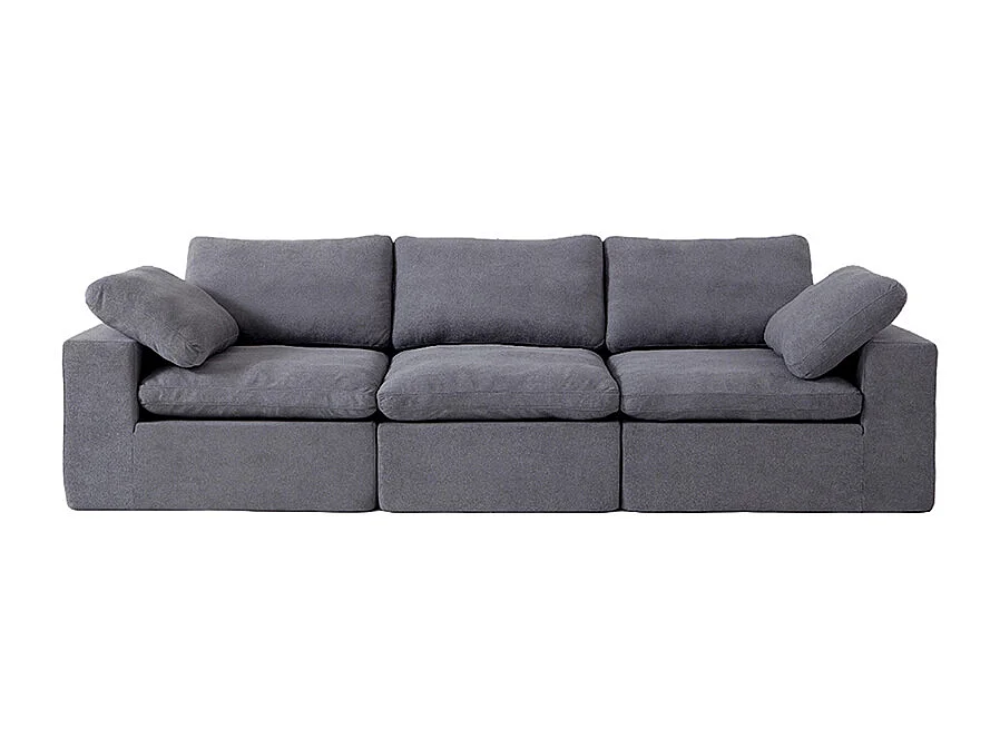 Canapé modulaire mousse certifiée rembourré assise profonde pour chambre à coucher salon sans assemblage tissu gris