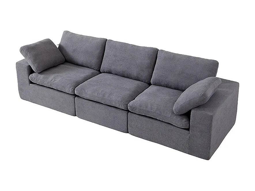 Canapé modulaire mousse certifiée rembourré assise profonde pour chambre à coucher salon sans assemblage tissu gris