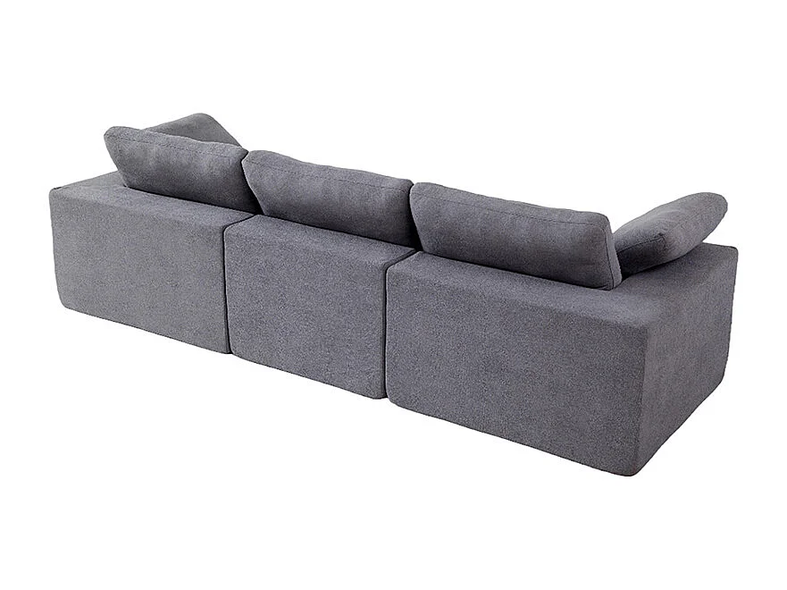 Canapé modulaire mousse certifiée rembourré assise profonde pour chambre à coucher salon sans assemblage tissu gris