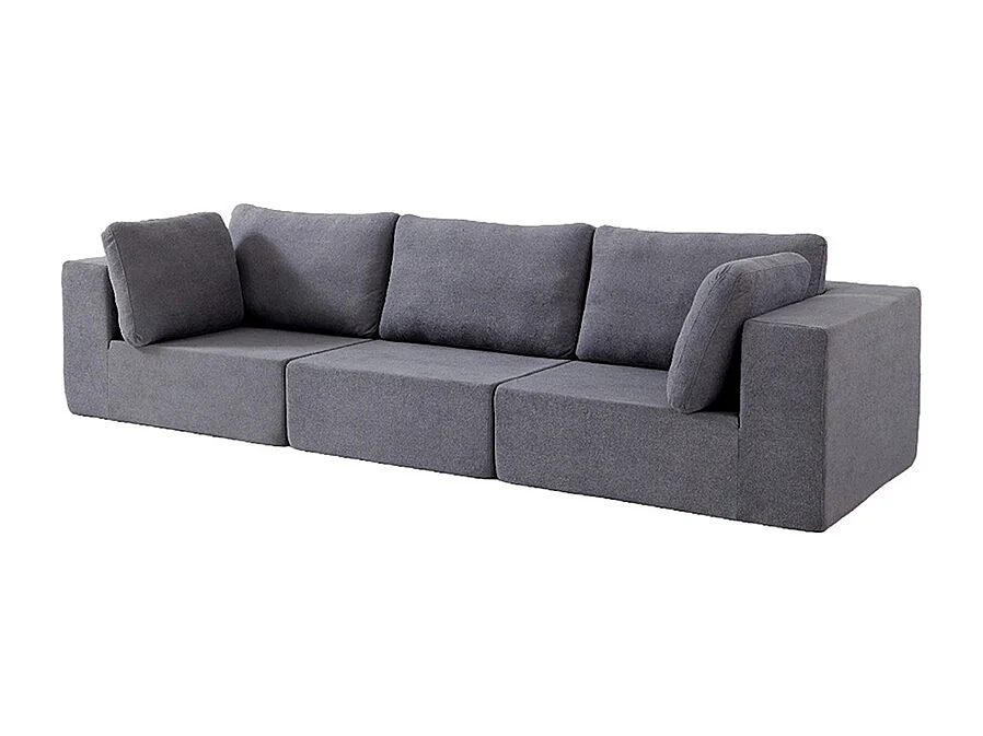 Canapé modulaire mousse certifiée rembourré assise profonde pour chambre à coucher salon sans assemblage tissu gris