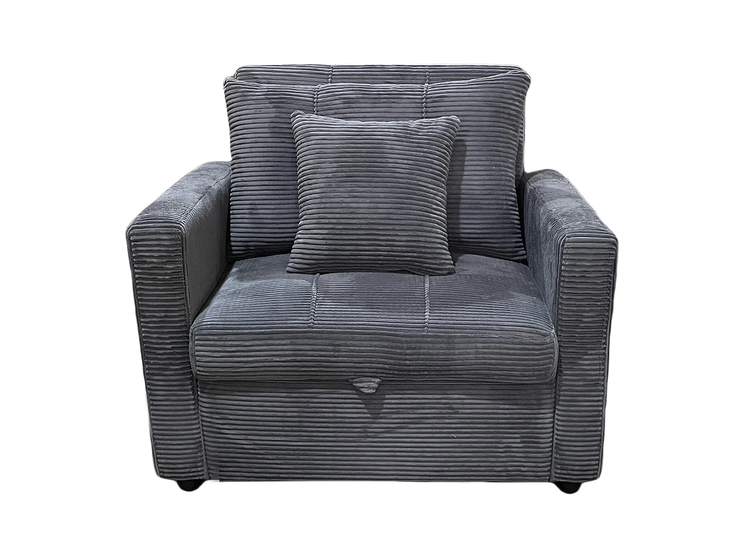 Canapé-lit, canapé 1 place convertible en velours côtelé coloris gris - Longueur 99 x Largeur 99 x Hauteur 88 cm
