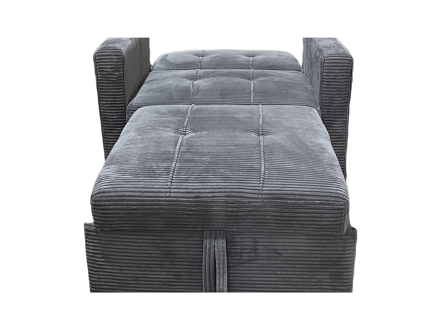 Canapé-lit, canapé 1 place convertible en velours côtelé coloris gris - Longueur 99 x Largeur 99 x Hauteur 88 cm