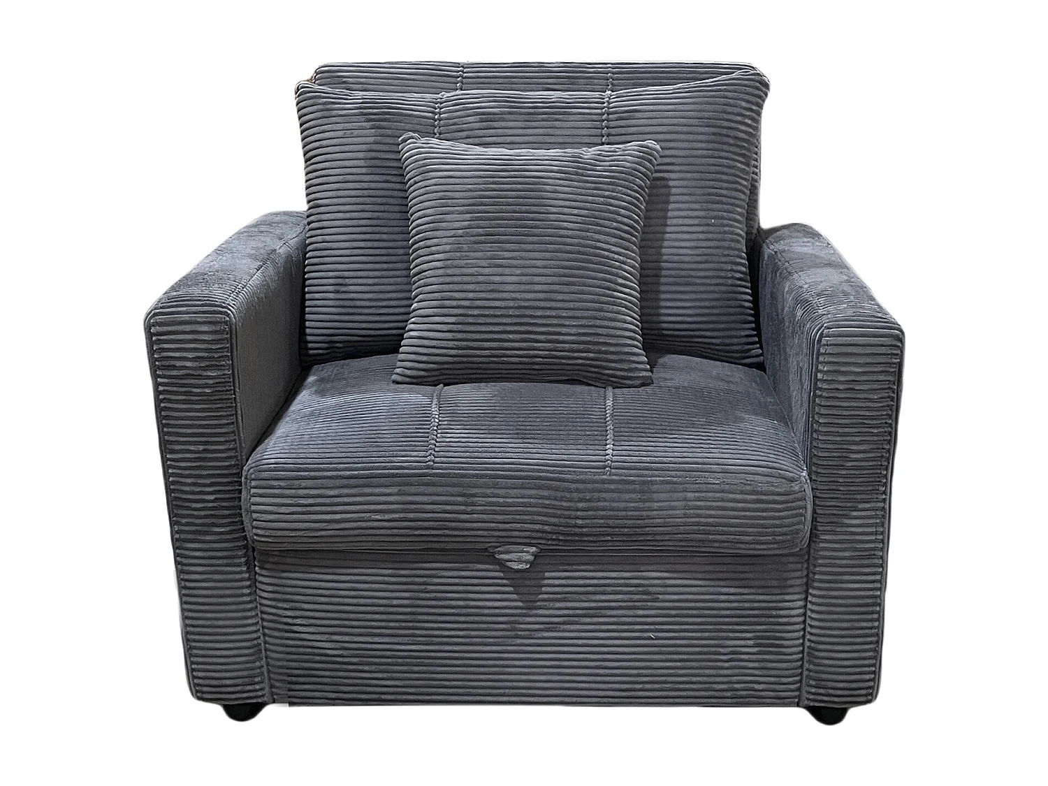 Canapé-lit, canapé 1 place convertible en velours côtelé coloris gris - Longueur 99 x Largeur 99 x Hauteur 88 cm