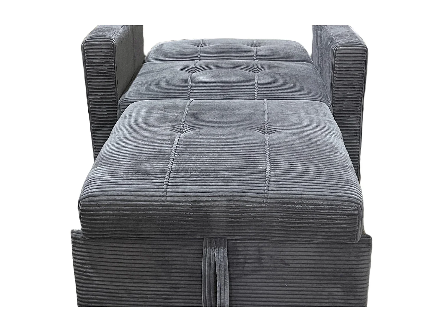 Canapé-lit, canapé 1 place convertible en velours côtelé coloris gris - Longueur 99 x Largeur 99 x Hauteur 88 cm