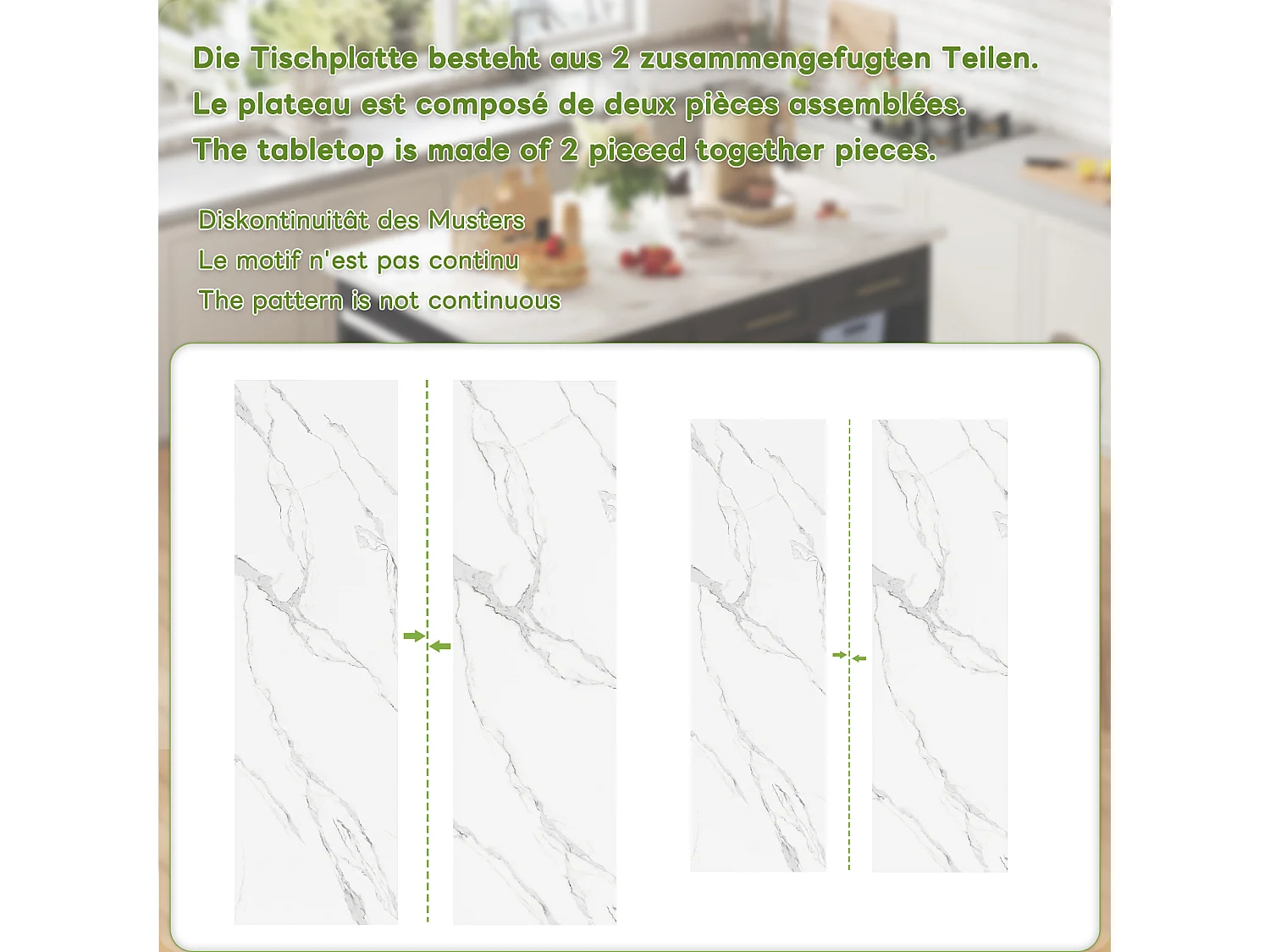 Mittelinsel mit 3 Türen + 6 Schubladen und Regal - ausziehbare Platte - 150/246 x 90 x 90 cm - MDF - Weiß + Schwarz