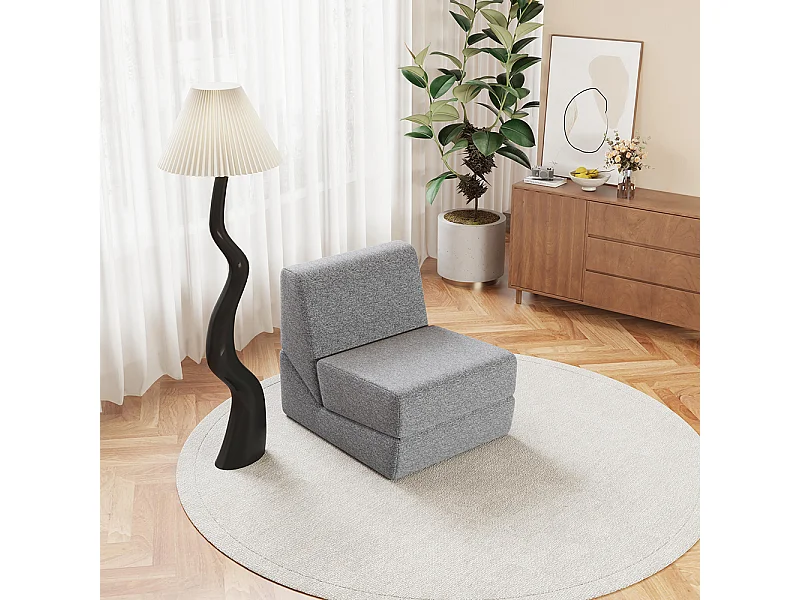 Fauteuil convertible pour adultes en mousse mini canapé lounge avec matelas triple pliable gris