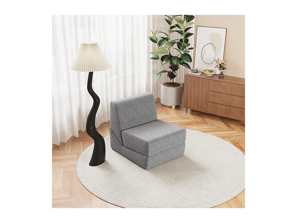Fauteuil convertible pour adultes en mousse mini canapé lounge avec matelas triple pliable gris