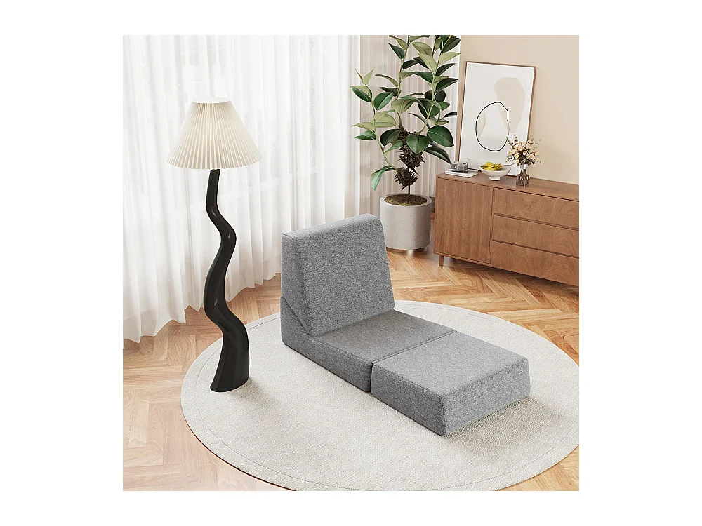 Fauteuil convertible pour adultes en mousse mini canapé lounge avec matelas triple pliable gris