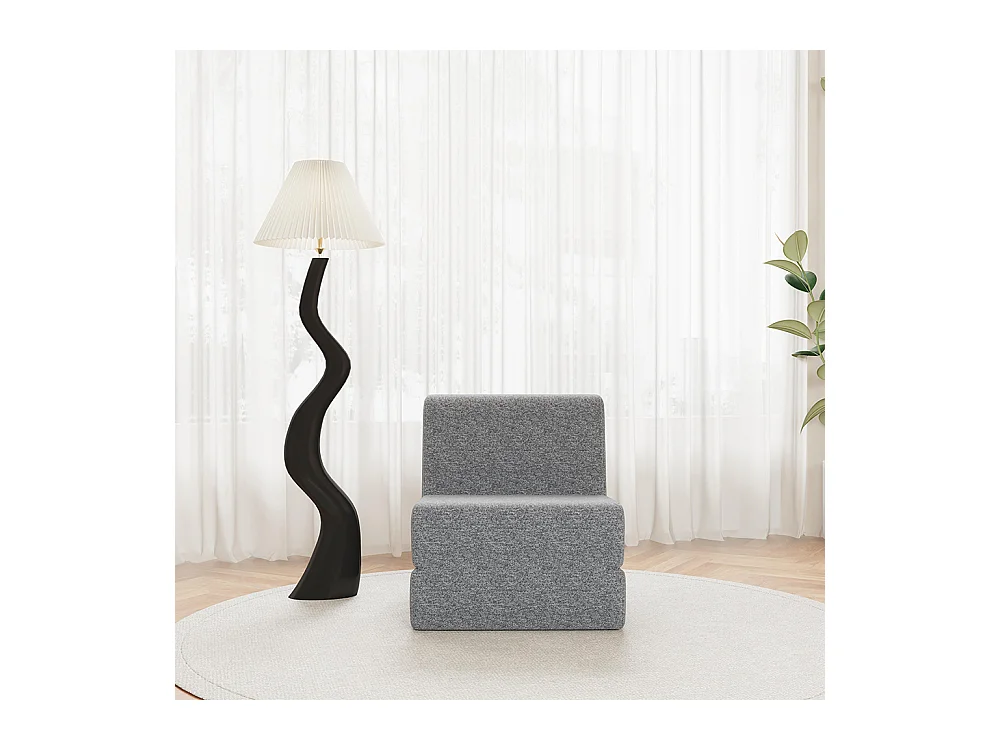 Fauteuil convertible pour adultes en mousse mini canapé lounge avec matelas triple pliable gris