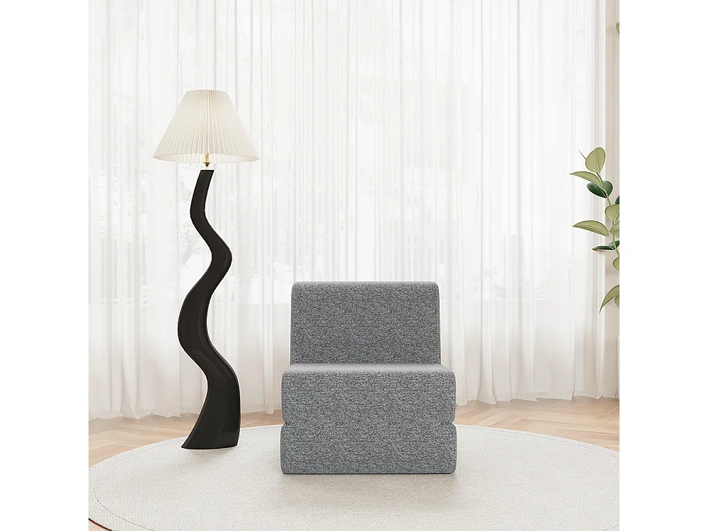 Fauteuil convertible pour adultes en mousse mini canapé lounge avec matelas triple pliable gris